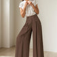 Wide leg long linen pants with pockets 5125