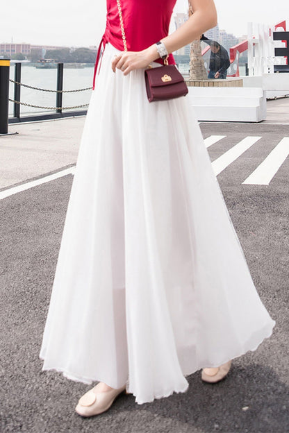 Maxi plus size swing a line chiffon skirt women TT0034