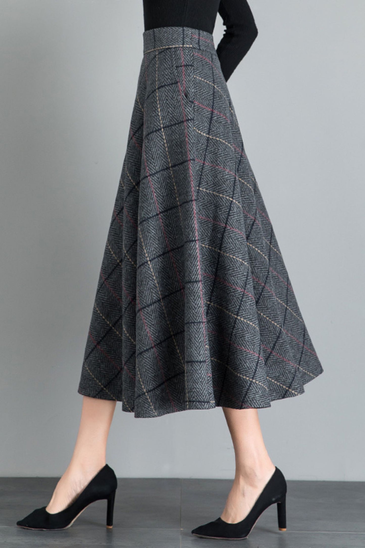 Vintage inspired midi wool skirt 6207