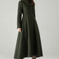 Army Green Herringbone Wool Coat – Elegant A-Line Maxi Winter Coat | Xiaolizi 6574