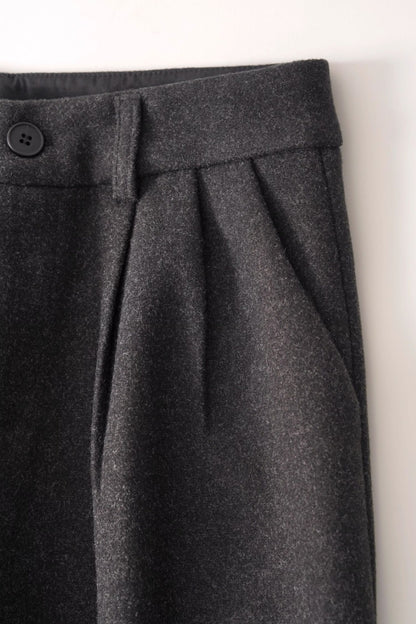 Gray wide leg wool pants women 6224