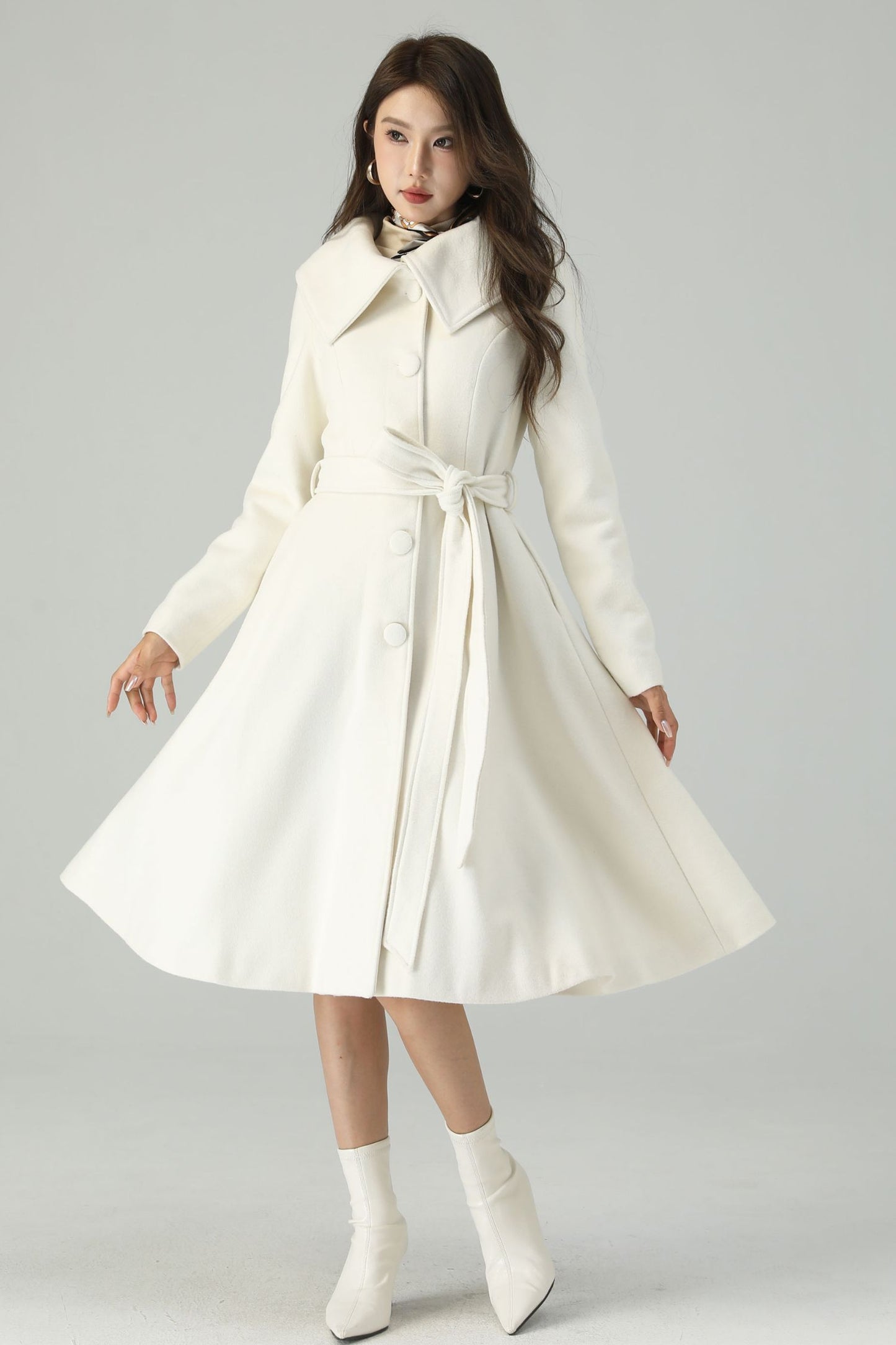 White Long Wool Princess Winter Coat 4520