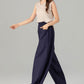 Loose fitting wide leg long linen pants 4907