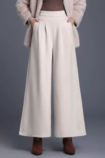 Wide leg wool pants with pockets 6229