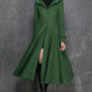 Women's swing long coat for winter in Green 1345