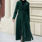 Green long wool trench coat women 5350