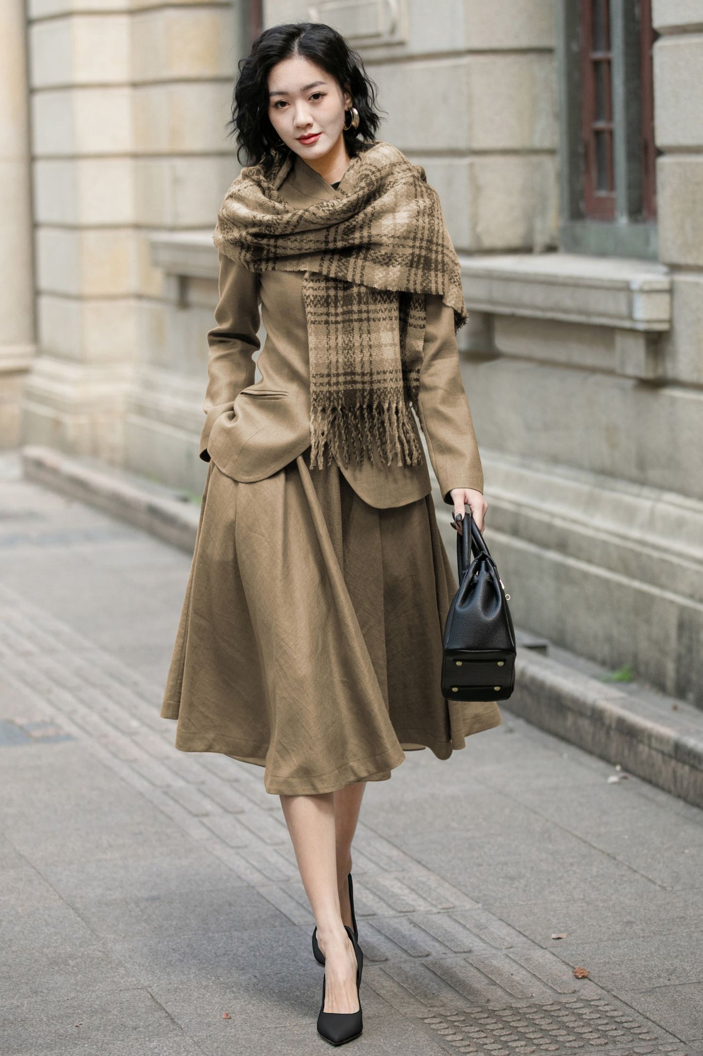 Linen Short Jacket – Button Closure with Lapel Collar and Side Pockets for Spring & Autumn 6710