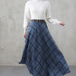 Women Winter long Plaid Wool skirt 4007