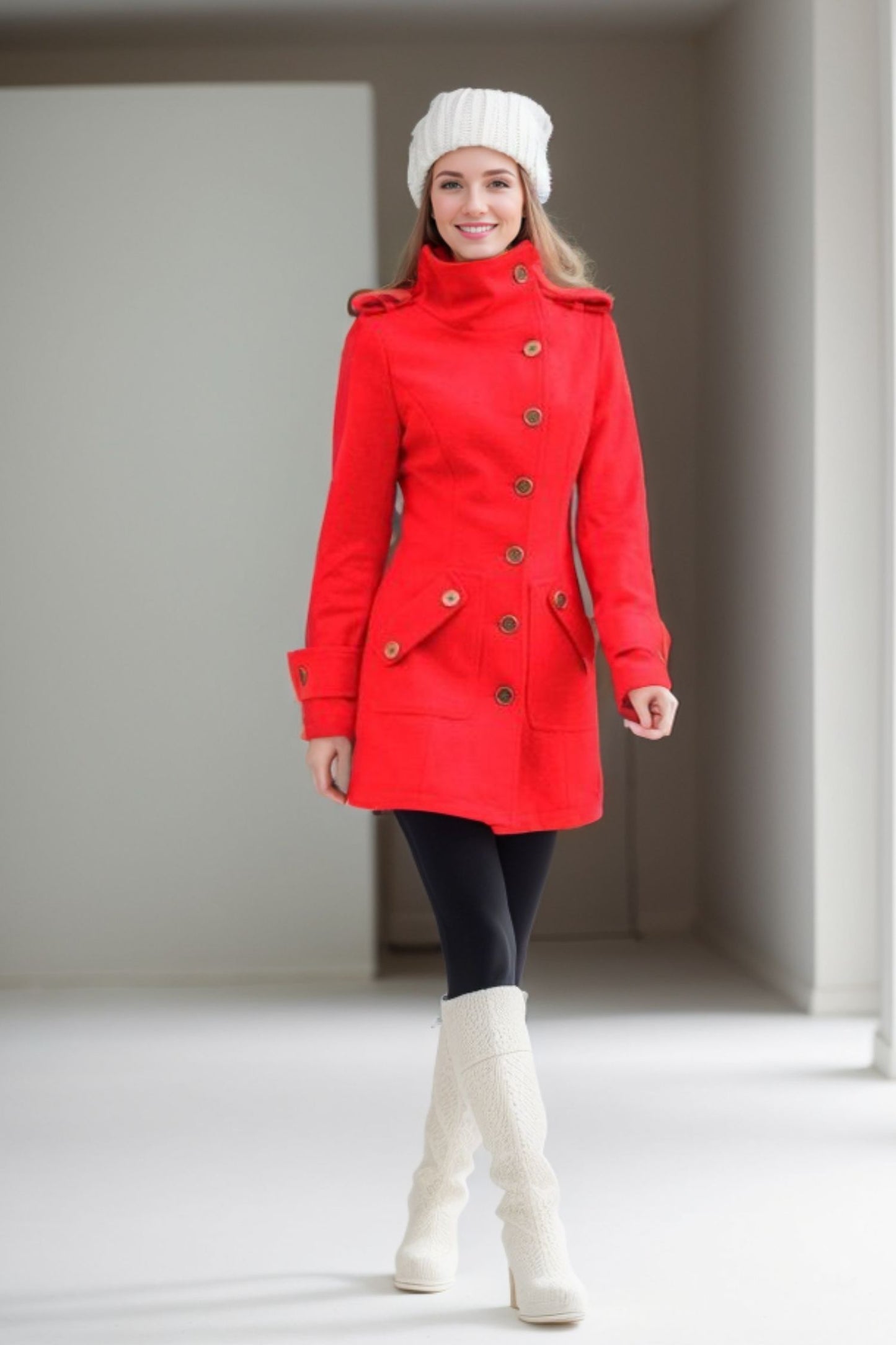 Short womens winter wool coat 5216