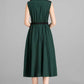 Sleeveless green linen shirt dress women 2362