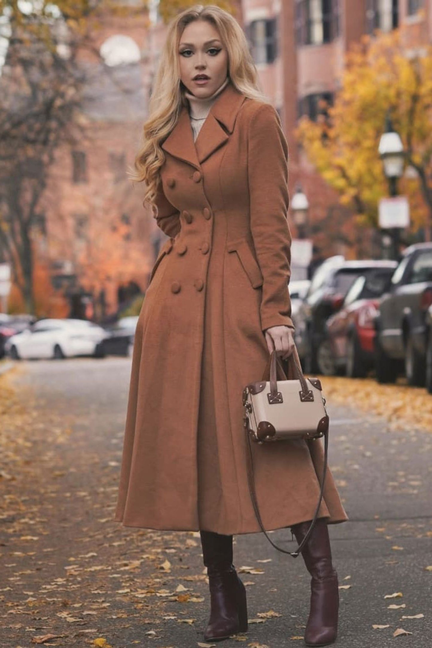 Winter Long Camel Wool Coat 3816