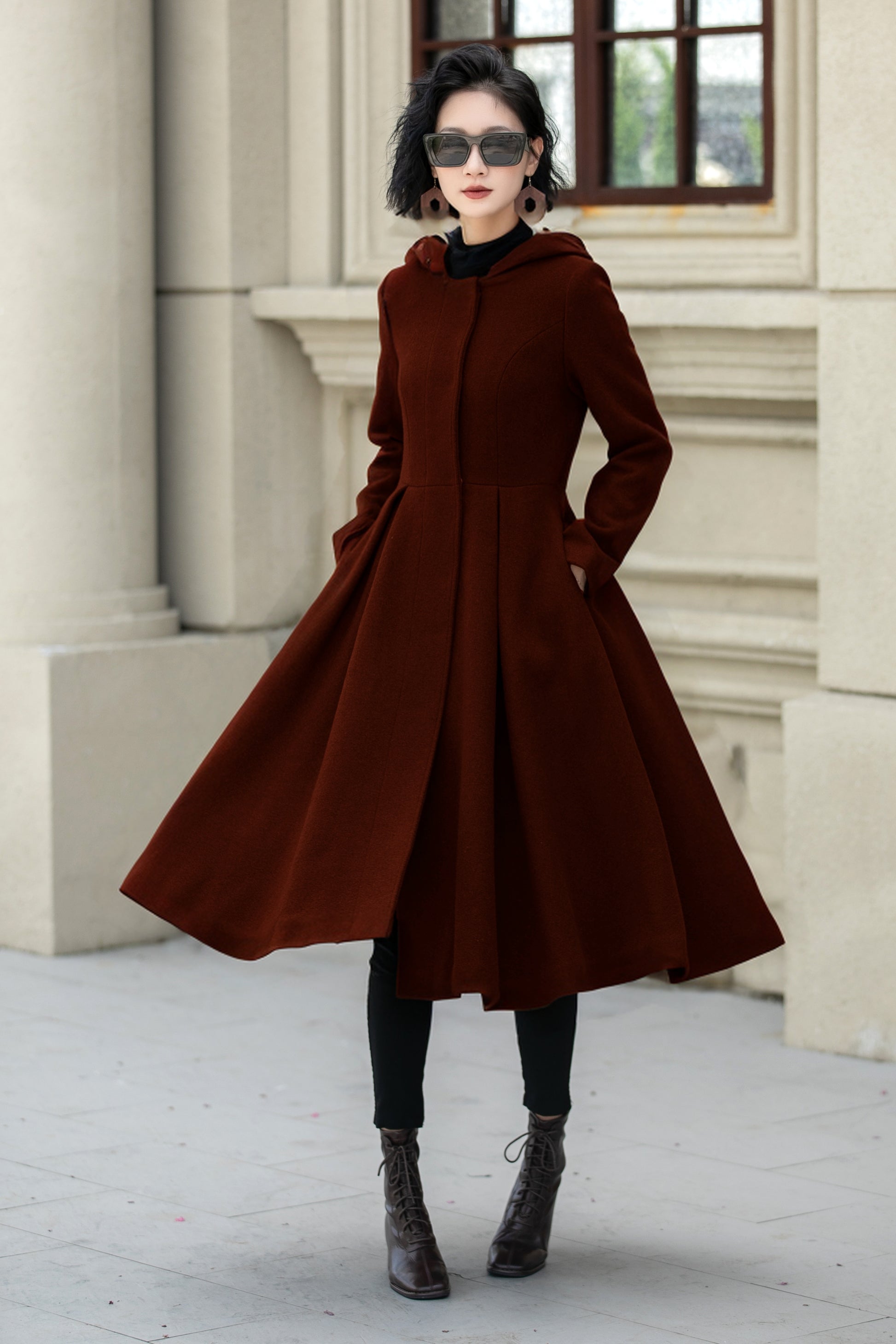 a line dress coat Ivory White Wool Coat, Double-Breasted Princess Cut Winter Coat, Wool Designer Vintage Inspired Overcoat, Dress Coat Jacket,Maxi A-Line Coat