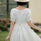White Linen Midi swing Wedding Dress 5983