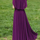 Prom purple chiffon dress with cape 4982