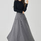 Gray a line long wool winter skirt 4529