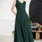Maxi summer green linen dress women 2361