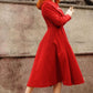 1950s Red Long princess wool coat 3189