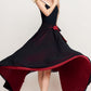 Black and red long swing chiffon skirt 3390