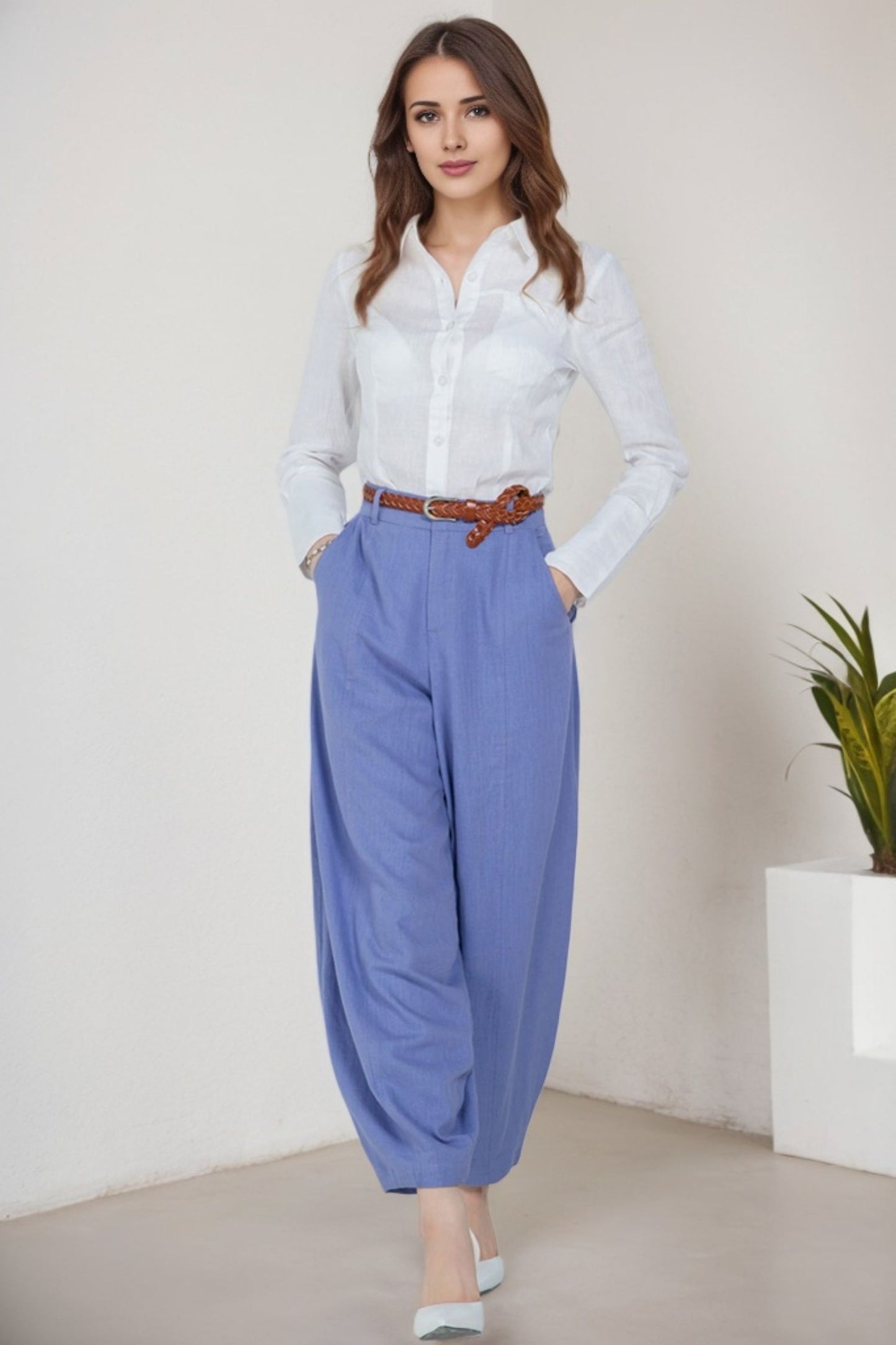 Womens Casual summer linen slacks 5913