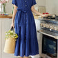 Maxi shirt dress women with belt waist 4844