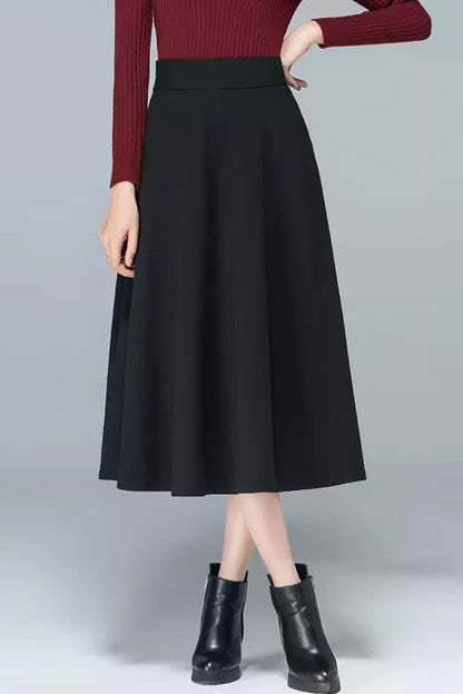 High waist midi autumn skirt women 6196