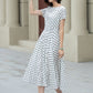 Black and white polka dot summer linen dress 5225