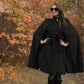 Black Winter Wool Cape Coat 3216