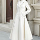 White Double Breasted Long Wool Coat 3235