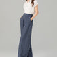 Plus size blue striple long linen pants 4939