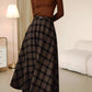 Vintage inspired long plaid winter wool skirt 5416