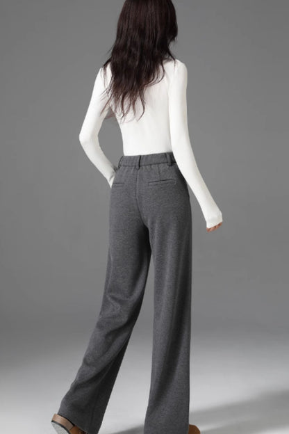 Wide leg long winter wool pants women 5471