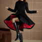 Black hooded winter wool coat  5363