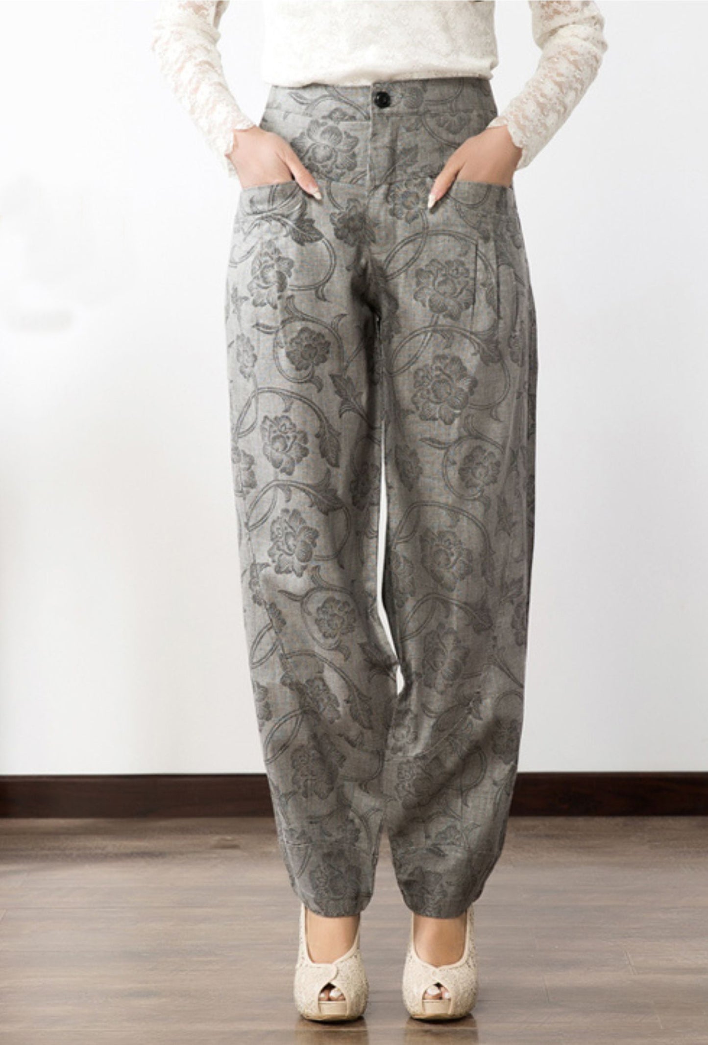 Loose fitting lantern linen pants 6231