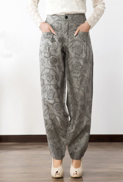 Loose fitting lantern linen pants 6231