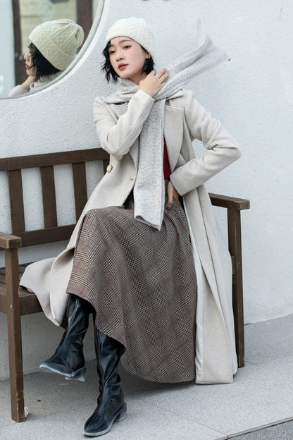 Vintage Wool Blend Coat – Handmade Winter Overcoat with Lining 5456