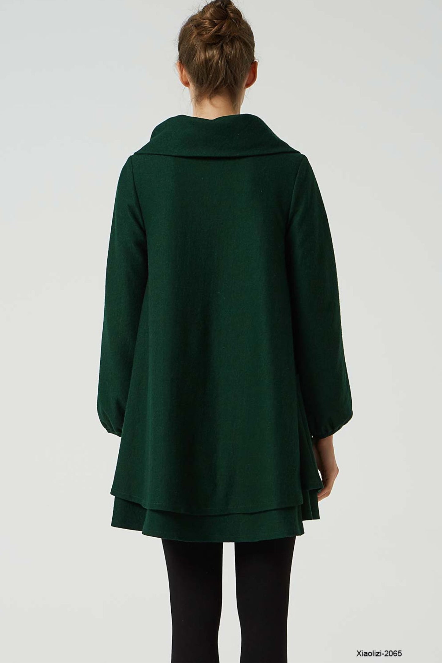 green wool tunic dress, loose fitting dress 2065