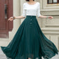 Maxi dark green summer chiffon skirt women 5220