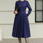 Blue swing winter wool dress women 6506