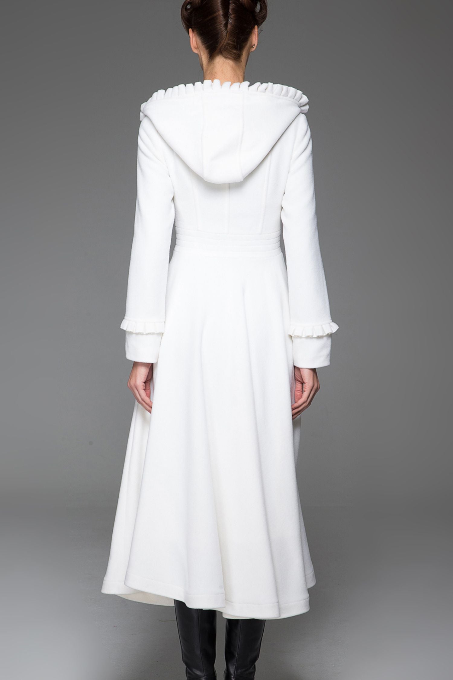 Handmade White Wool Bridal Coat Winter Wedding Swing Coat | Xiaolizi 1412 White / M Handmade White Wool Bridal Coat Winter Wedding Swing Coat | Xiaolizi 1412 White / M