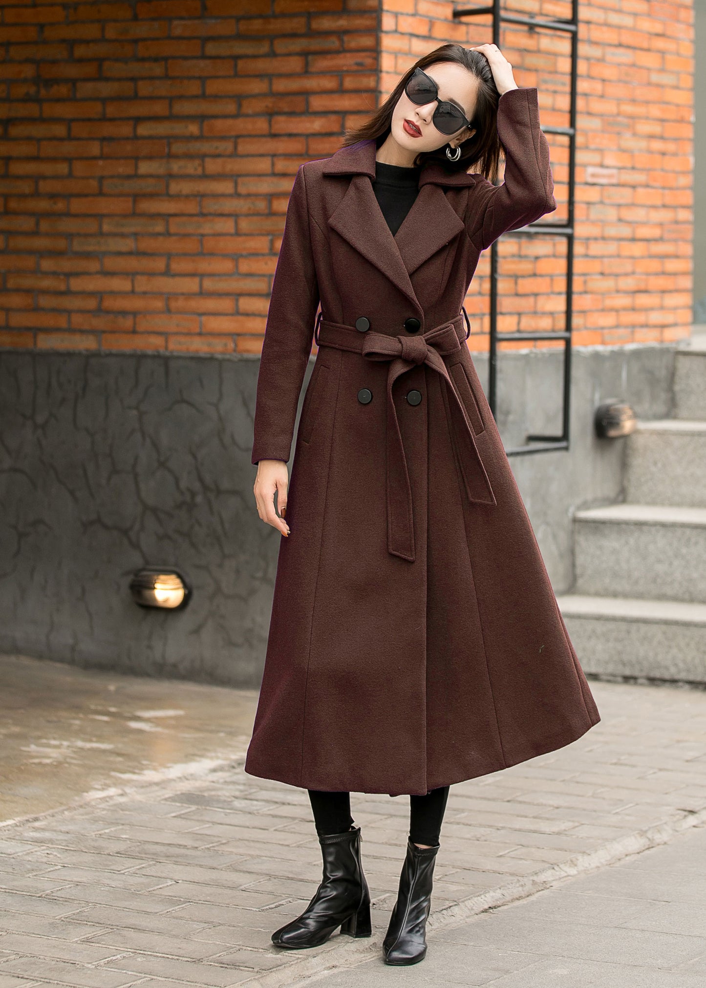 Xiaolizi Vintage Inspired Handmade Wool Blend Maxi Coat – Elegant Autumn Winter Outwear 6305