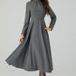 Retro gray swing wool dress 4549