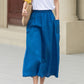 A line blue summer midi skirt with pockets 4956