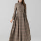 Maxi pleated winter long plaid wool dress 5408