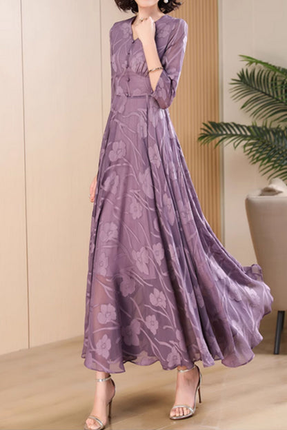 Swing purple summer maxi chiffon dress 5030