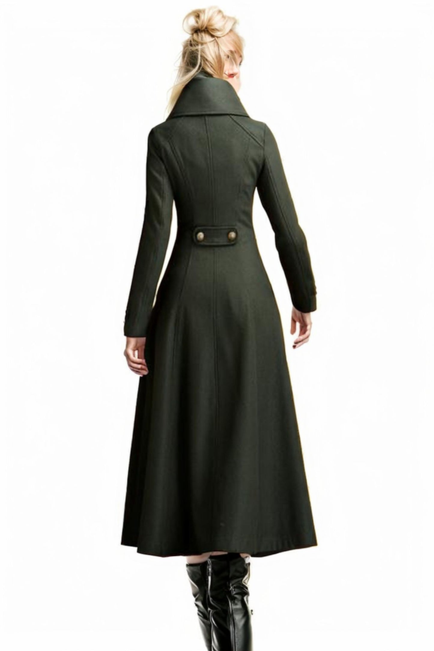 Army green military long wool coat 5218