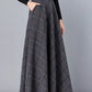Vintage Inspired Tartan Plaid Midi Wool Skirt Woman 3138