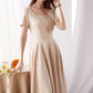 Beige Swing Summer Linen Dress 3374