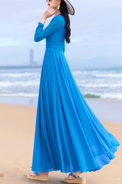Swing a line summer maxi chiffon dress 5159