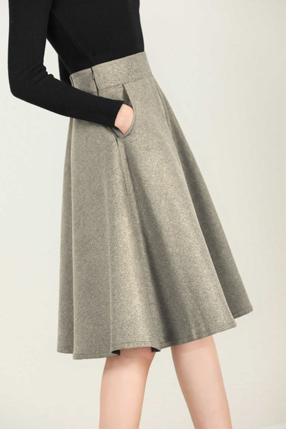 Gray Wool A-Line Skirt - Winter Ready, Flattering Fit 5233