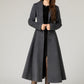 Gray winter long wool coat with pockets 5479